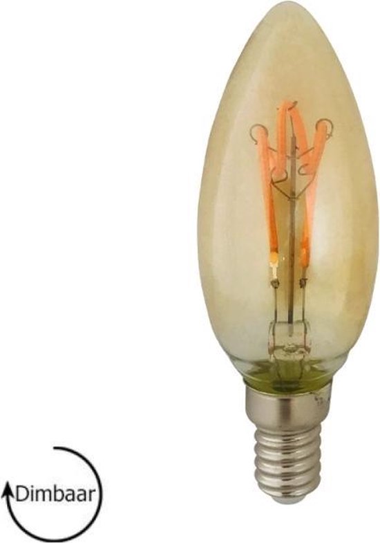 LED Lamp E14 | dimbaar | Kaars | Amber | 4W | 2200K | bol.com