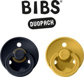 BIBS Fopspeen - Maat 2 (6-18 maanden) DUOPACK - Dark Denim & Oker - BIBS tutjes - BIBS sucettes