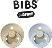 BIBS Fopspeen - Maat 2 (6-18 maanden) DUOPACK - Sand & Baby Blue - BIBS tutjes - BIBS sucettes