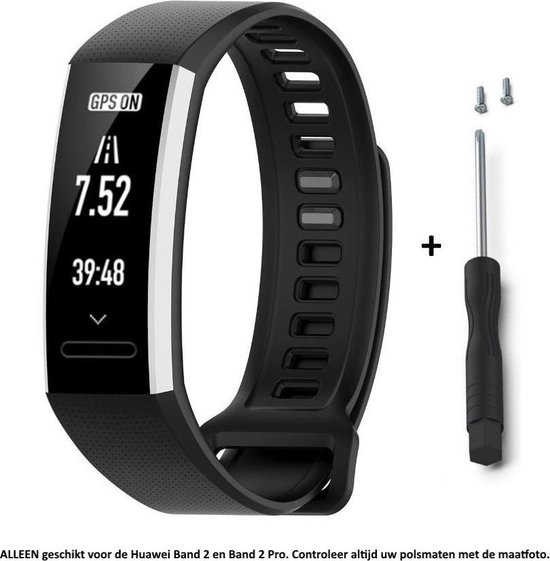 Siliconen Horlogeband - Geschikt voor Huawei Band 2 - Zwart | bol.com