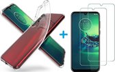 Geschikt voor Moto G8 Plus hoesje transparant TPU siliconen case met 2X screenprotector tempered glass