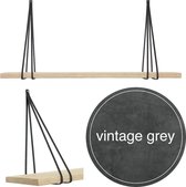 NIEUW! Leren split-plankdragers | VINTAGE GREY - set van 2 (excl. plank)