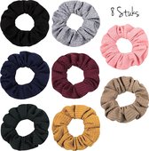 Jmh® Beauty - Scrunchies set - Scrunchie pack - Geribbeld - Ribbed - Haarelastiekjes - Multi gekleurd - 8 Stuks