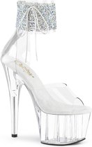 Pleaser Sandaal met enkelband, Paaldans schoenen -35 Shoes- ADORE-724RS-02 Paaldans schoenen Wit/Zilverkleurig