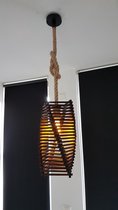Touwlamp 1m lang met Houten lampenkap 40 cm hoog