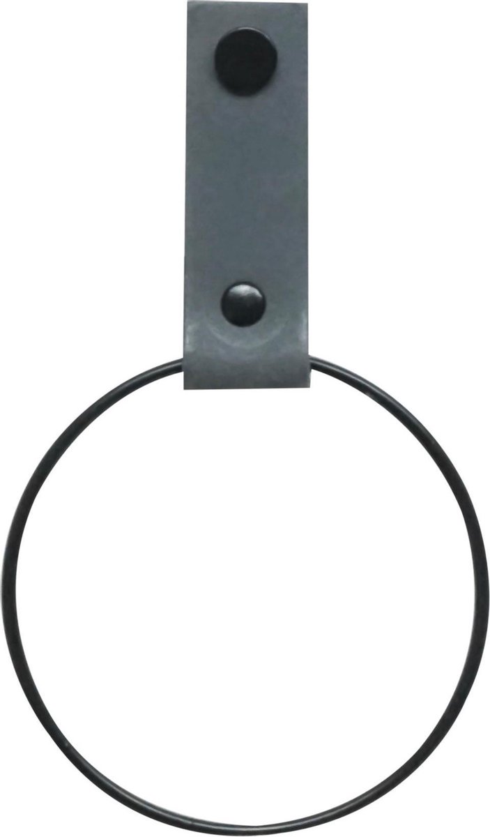 Leren Handdoekring | DONKERGRIJS - maat S (handdoekhanger - handdoekhaakje)