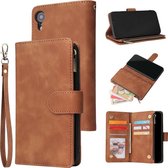 Luxe Telefoonhoesje voor Apple iPhone XR | Hoogwaardig Leren Bookcase | Lederen Wallet Case | Luxe Uitstraling | Pasjeshouder 6 stuks | Portemonnee | Rits | Cognac Bruin