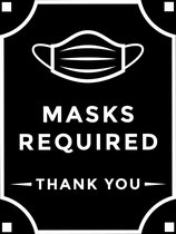 Masks required - Sticker - wit - 29 cm x 21 cm - deursticker