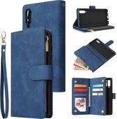 Luxe Telefoonhoesje voor Samsung Galaxy A70 | Hoogwaardig Leren Bookcase | Lederen Wallet Case | Luxe Uitstraling | Pasjeshouder 6 stuks | Portemonnee | Rits | Blauw