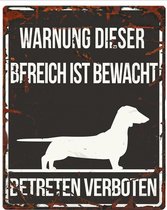 D&D Waakbord / Warning sign square dachshund de Zwart 20x25cm