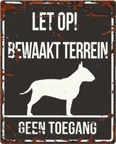 D&D Waakbord / Warning sign square bull terrier n Zwart 20x25cm