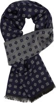 Michaelis heren sjaal - blauw met grijs dessin - Maat: One size