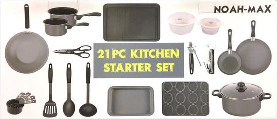 komen Meer Nauw 21 delige Starter set - keukenset - pannenset - alles voor de student of  starter | bol.com