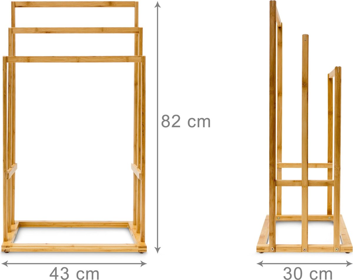 relaxdays Handdoekenrek bamboe hout Staand rek handdoeken