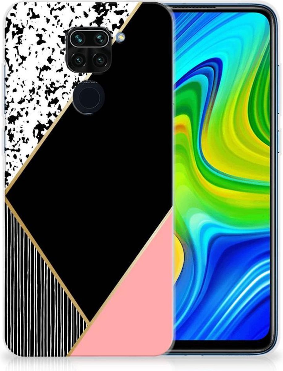 Xiaomi Redmi Note9 TPU Hoesje Zwart Roze Vormen