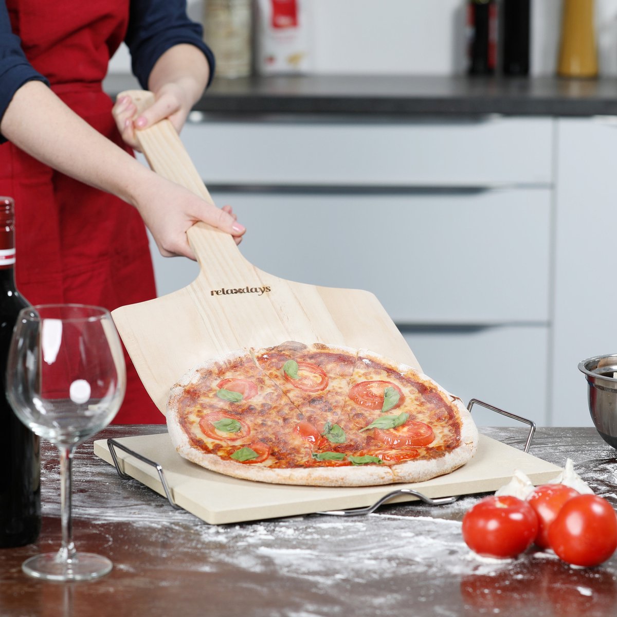 Pelle à Pizza Decopatent® - Pelle à Pizza Carrée avec Long Manche en Bois  (80cm) 