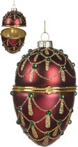 Viv! Home Luxuries Kerstbal - Juwelenbox - glas - rood goud groen - 11cm