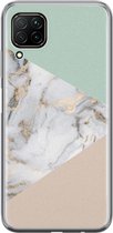 Huawei P40 Lite hoesje - Marmer pastel mix | Huawei P40 Lite  case | Siliconen TPU hoesje | Backcover Transparant