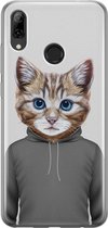 Huawei P Smart 2019 hoesje - Kat schattig - Soft Case Telefoonhoesje - Kat - Grijs