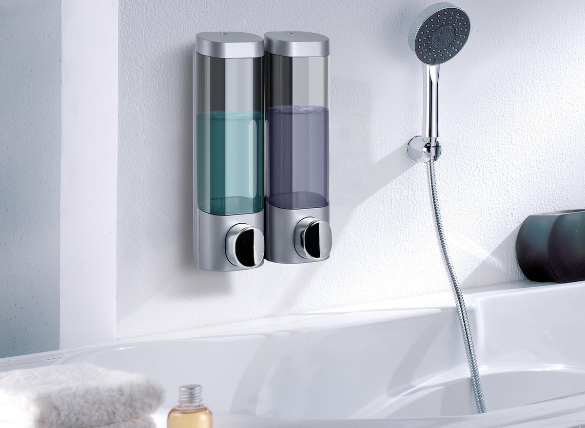 Roselee 3 Zeepautomaten Wandmontage Set 500ml Zeepautomaten Wand Cyaan Zeepautomaat Zonder Boren Kunststof Pompautomaat met Trechter en Waterdichte Etiketten voor Keuken Badkamer