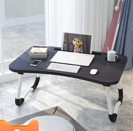 Happygoodies opvouwbare Laptop Tafel – Laptop Standaard – Laptop Warmteafvoer - Efficiënt thuiswerken – Ideale zithouding - Zwart - Happygoodies