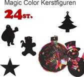 24x Magische Gekleurde Kerst Kraskaarten - Kerstversiering - Speelplezier Gegarandeerd - Kaarten met afkrab laag - Speelgoed - Tekenen - Kinderen - Kind - Scratch Art Paper - Xmas