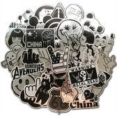 100 stickers metallic zilver/zwart - Random mix voor laptop, auto, muur, skateboard etc. Glimmend