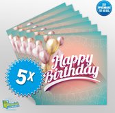 5x Muziekwenskaart - Happy Birthday – zelf opneembaar – 60 seconden – 21x21cm – hoge kwaliteit – inclusief envelop