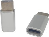 Set van 2 Verloop Adapter MICRO USB-adapter naar USB-C – Nieuw Model - Opzetstuk - Micro-USB to USB C Converter - Zilver - oDaani