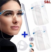 S&L Spatmasker Gezichtscherm - Transparant - Anti Condens - 10 Stuks + GRATIS masker beugel
