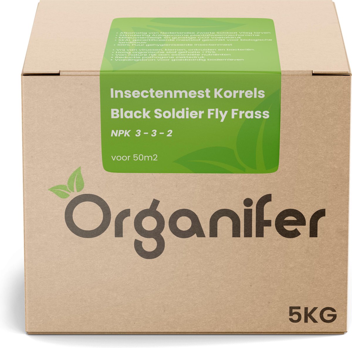 Insectenmest Korrels - Black Soldier Fly Frass - (5Kg voor 50m2) - Organifer