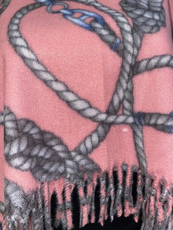 Lange Warme Dames Sjaal - Kettingprint - Roze - 180 X 70cm | bol.com