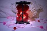 Rose bear- Rozen beer - Rozenbeer - Valentijn - Valentijn cadeautje vrouw- Moederdag cadeautje- Teddy beer- 25 cm- Giftbox- LED verlichting- Rood- Shopping4All