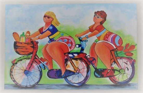 Diamond painting dikke dames op de fiets - 30x40 - full - vierkante  steentjes | bol.com