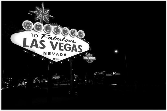 Poster – Bord Las Vegas (zwart/wit) - 90x60cm Foto op Posterpapier