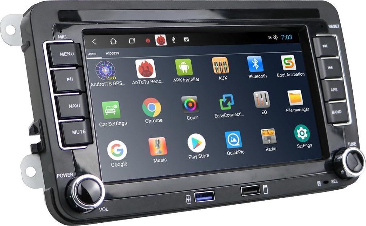 Boscer® Autoradio - Geschikt voor Volkswagen, Skoda & Seat - Android 11 - Navigatiesysteem - 7 inch HD scherm - Achteruitrijcamera