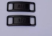 2x AF1 Zwart/ Black Glans Sneaker Metalen Gesp - Metal Schoe Buckle Laces Lock Accessoires