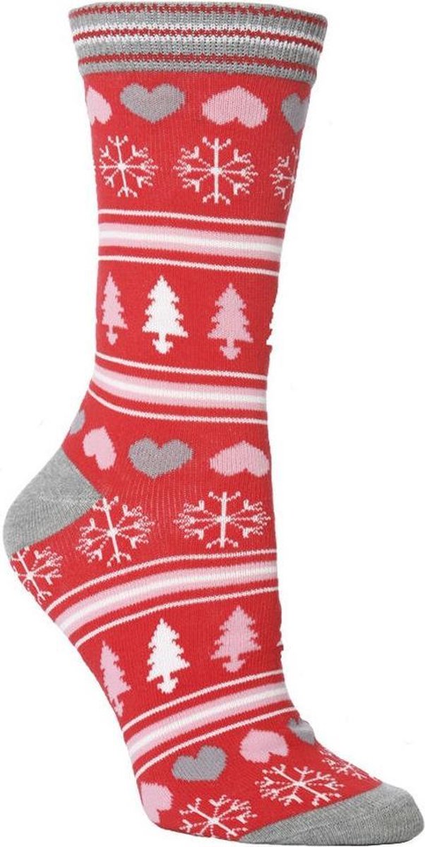 Kerstsokken 'Kerstboompjes, Hartjes en Sneeuwvlokken' (91270)