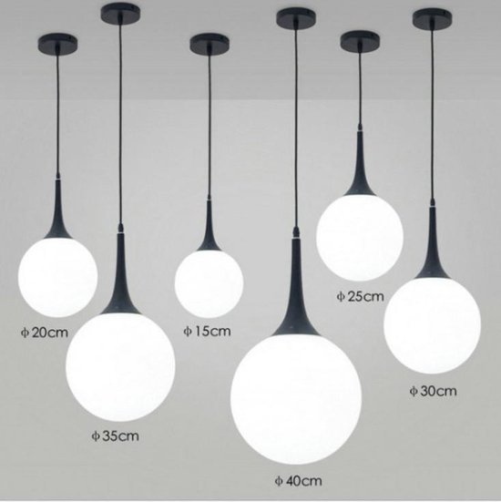 Oproepen Begroeten Oeganda Grote ronde glazen hanglamp, 25 cm, wit glas.E27 Fitting. | bol.com