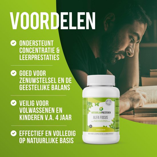 Natuurlijk Presteren Alfa Focus - Blauw Glidkruid met L-theanine, B3 en Biotine 60 CAPS