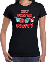 Ugly sweater party Kerst shirt / Kerst t-shirt zwart voor dames - Kerstkleding / Christmas outfit XL