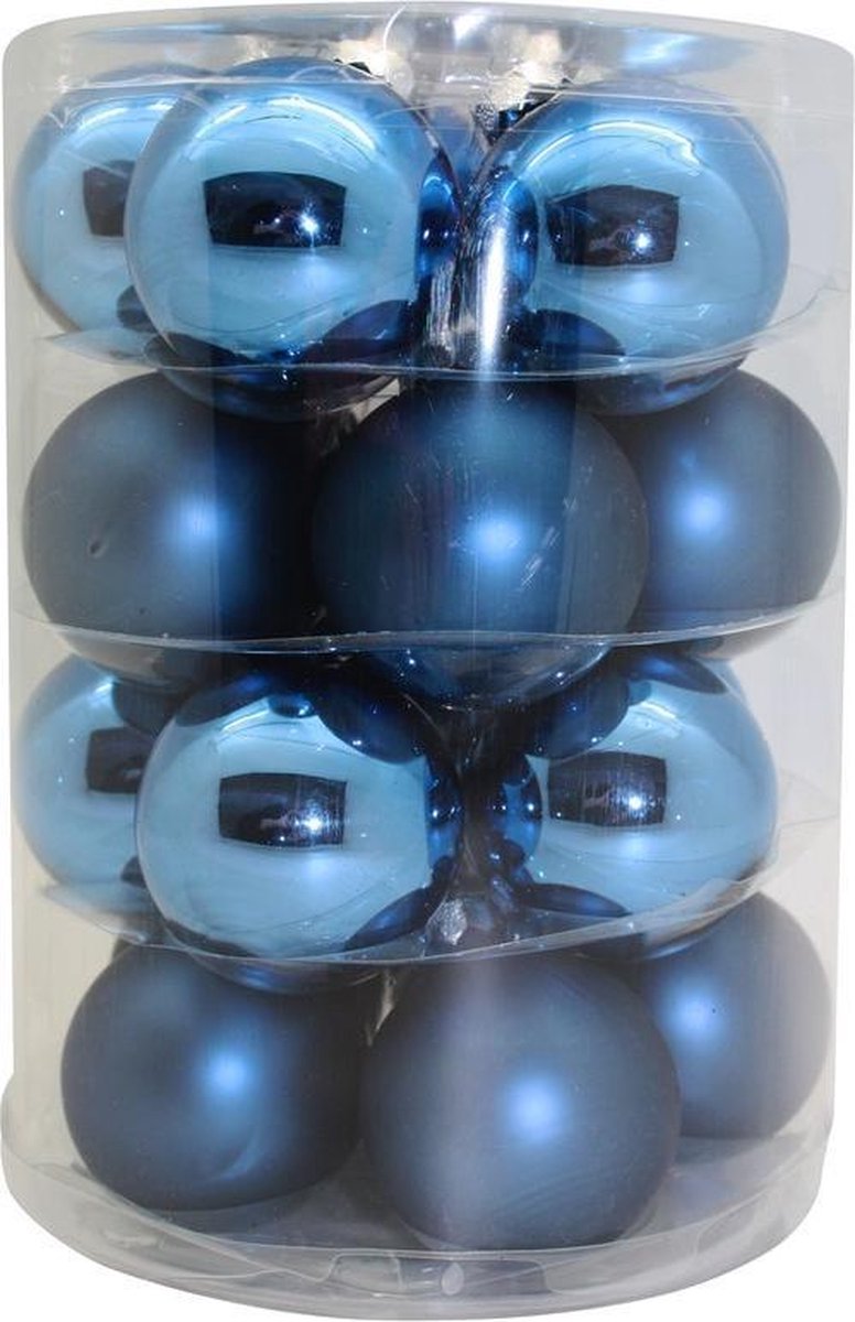 60x Blauwe glazen kerstballen 6 cm glans en mat - Kerstboomversiering blauw