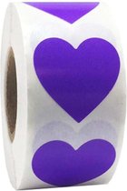 500 Stickers Paars Hart Op Een Rol - 2,5 cm - Stickers Hart - Label Hart