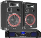 Complete geluidsinstallatie - Fenton FPL1000 Bluetooth klasse D versterker + setje XEN-3512 12 speakers