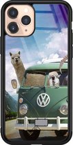 iPhone 11 Pro hoesje glass - Lama adventure | Apple iPhone 11 Pro  case | Hardcase backcover zwart