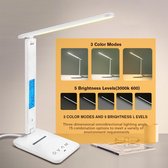 Bureaulamp  Wit - Wireless Charger - Draadloze Oplader - USB Oplaadpoort