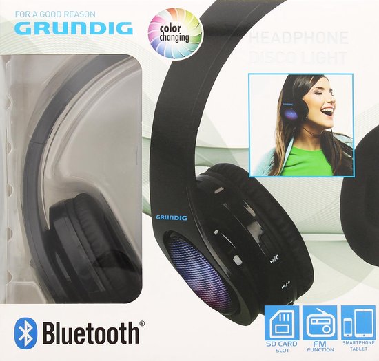 Grundig By Merxando | On Ear Bluetooth Hoofdtelefoon/Koptelefoon - Zwart | Disco  Light | bol