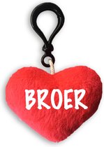 SLEUTELHANGER MET KNUFFELZACHT HARTJE MET TEKST "BROER"