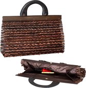 Dames handtas. Handgemaakte handtas van bamboo en hout. Stijlvol, lichtgewicht en compact. 35 x 21 x 12cm