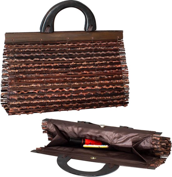 Dames handtas. Handgemaakte handtas van bamboo en hout. Stijlvol,  lichtgewicht en... | bol.com